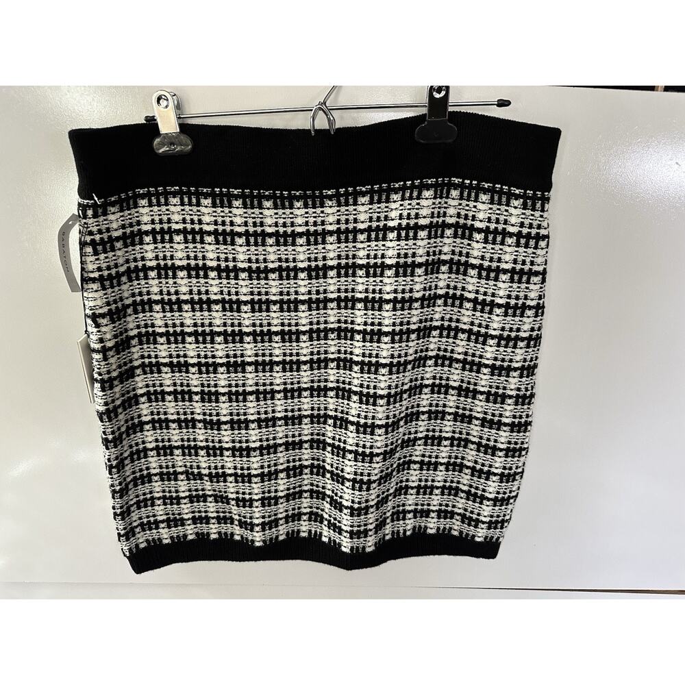 Babaton Aritzia Womens Black And White Pull On Knit Merino Wool Short Skirt XL